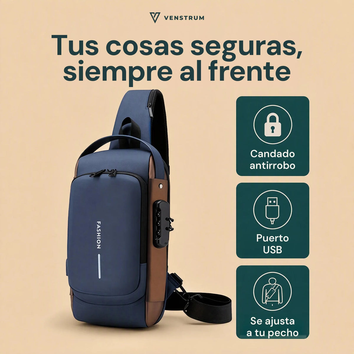 Venstrum – Mochila de pecho antirrobo